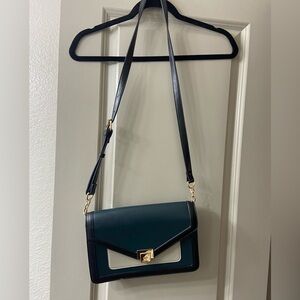 Green black and cream purse